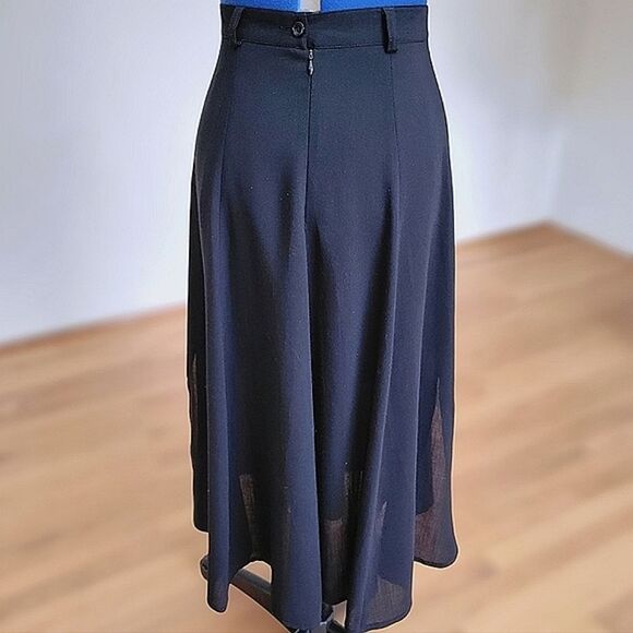 Vtg black wool blend gathered side split maxi skirt - Picture 2 of 10